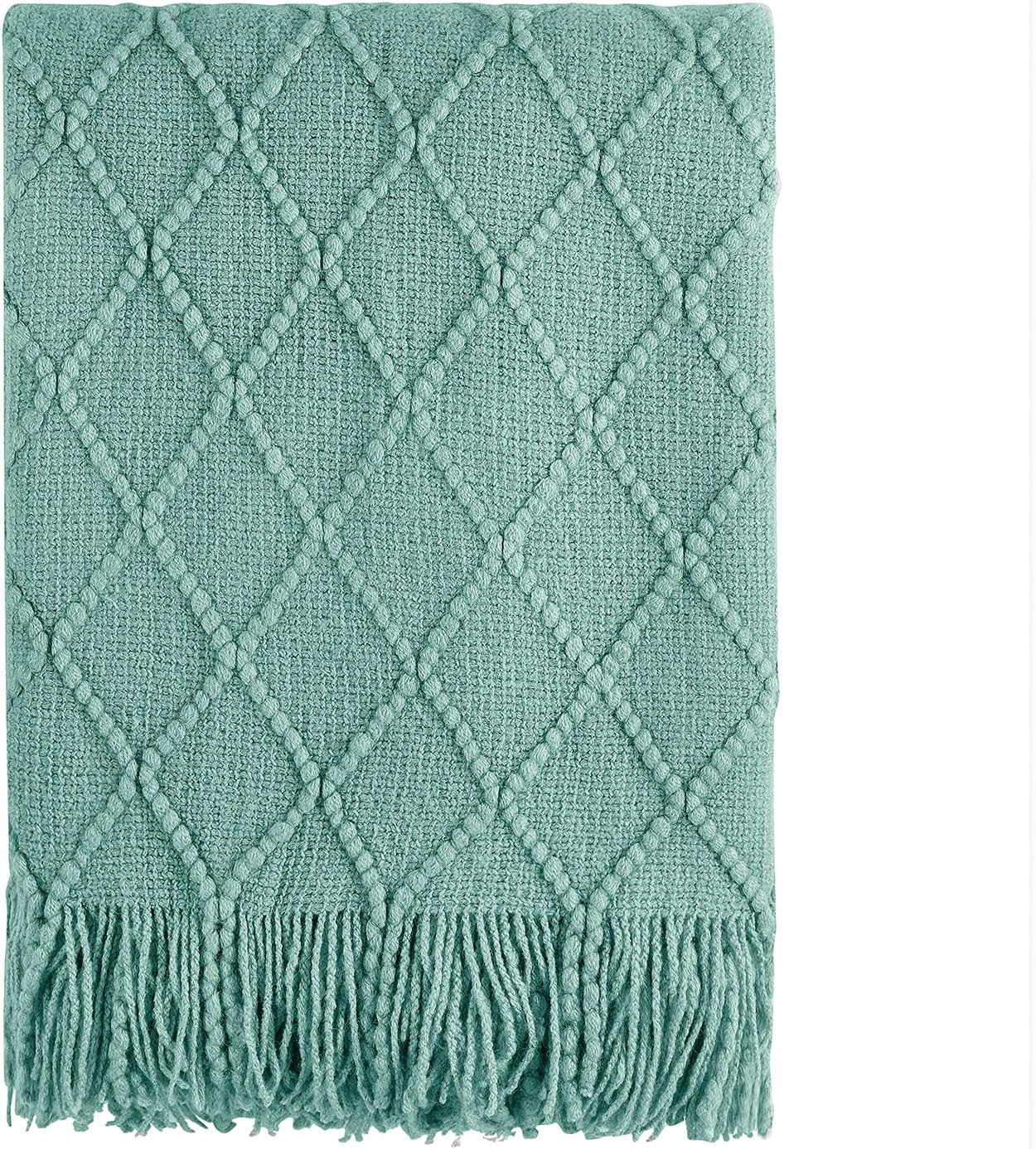 BOURINA Throw Blanket Textured Solid Soft Sofa Throw Couch Cover Knitted Decorative Blanket, 50"x90" | Amazon (US)