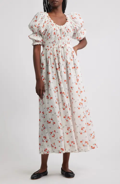 DÔEN Ischia Convertible Midi Dress in Poppy Field at Nordstrom, Size Medium | Nordstrom