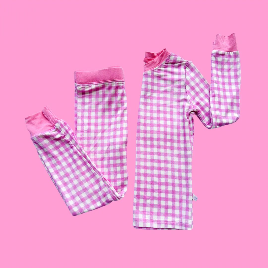 Hot Pink Gingham PJ Set | Poppy Kids Co