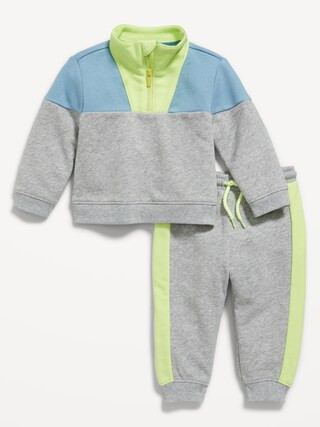 Unisex Color-Block Quarter-Zip Sweatshirt and Sweatpants Set for Baby | Old Navy (CA)