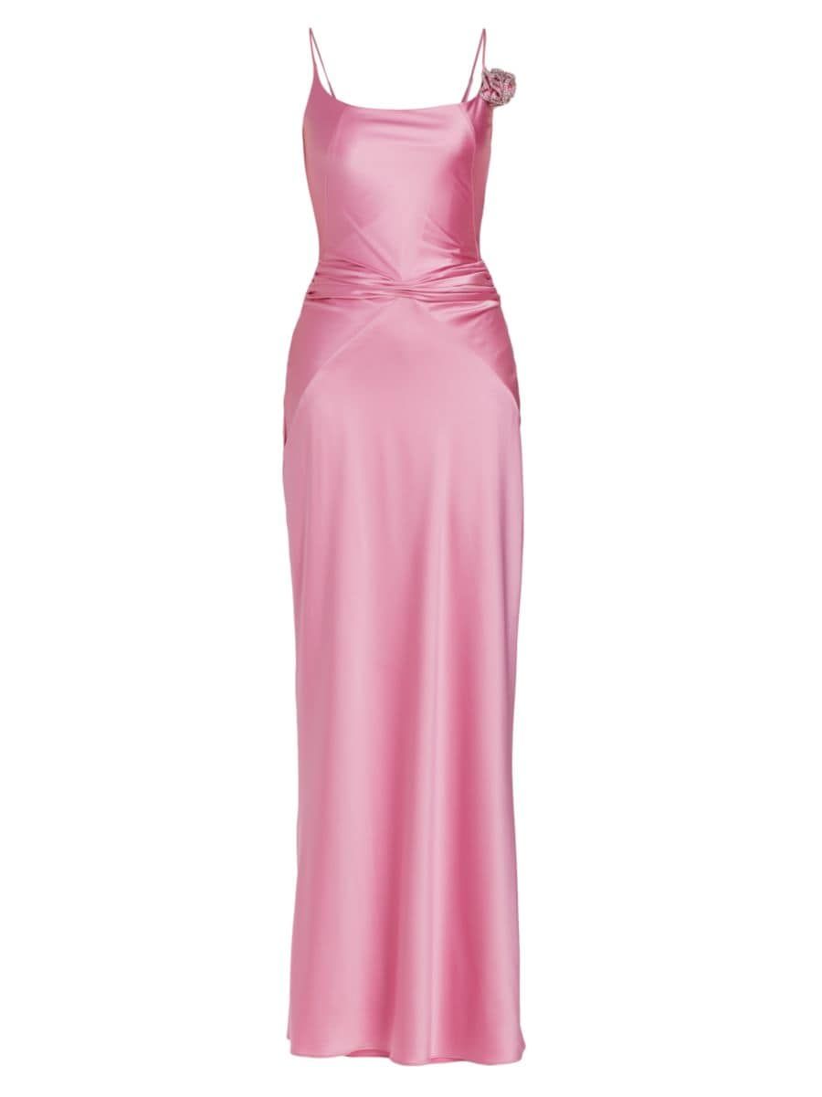 Silk & Crystal-Appliqué Gown | Saks Fifth Avenue
