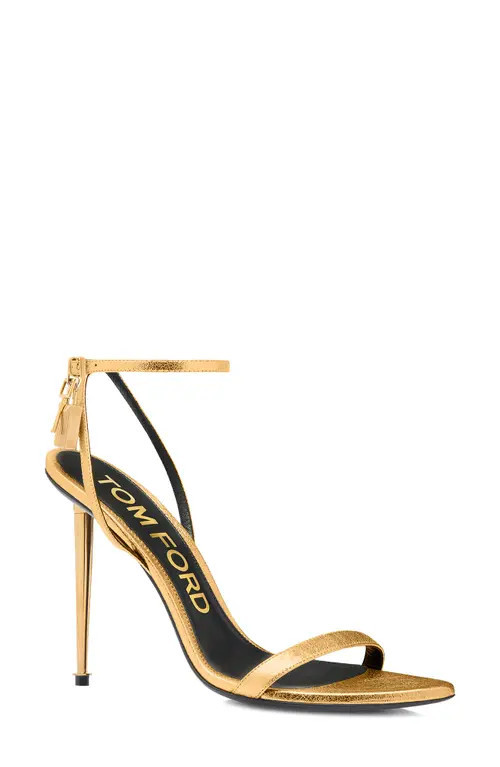 TOM FORD Padlock Naked Metallic Pointy Toe Sandal in Gold at Nordstrom, Size 35 | Nordstrom