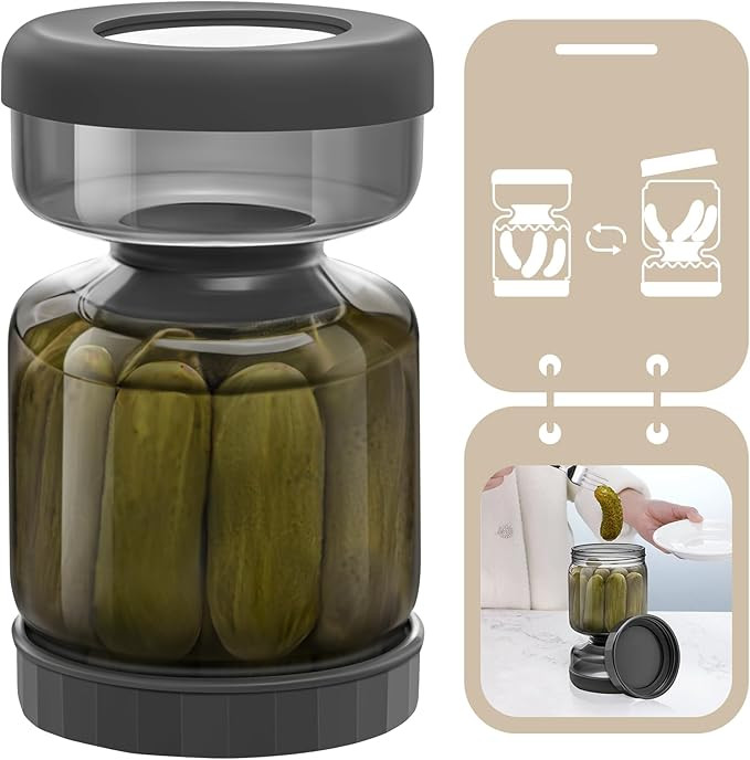 Luvan Pickle Jar with Strainer Flip, 34oz Pickle Container with Strainer, Upside Down Pickle Flip... | Amazon (US)