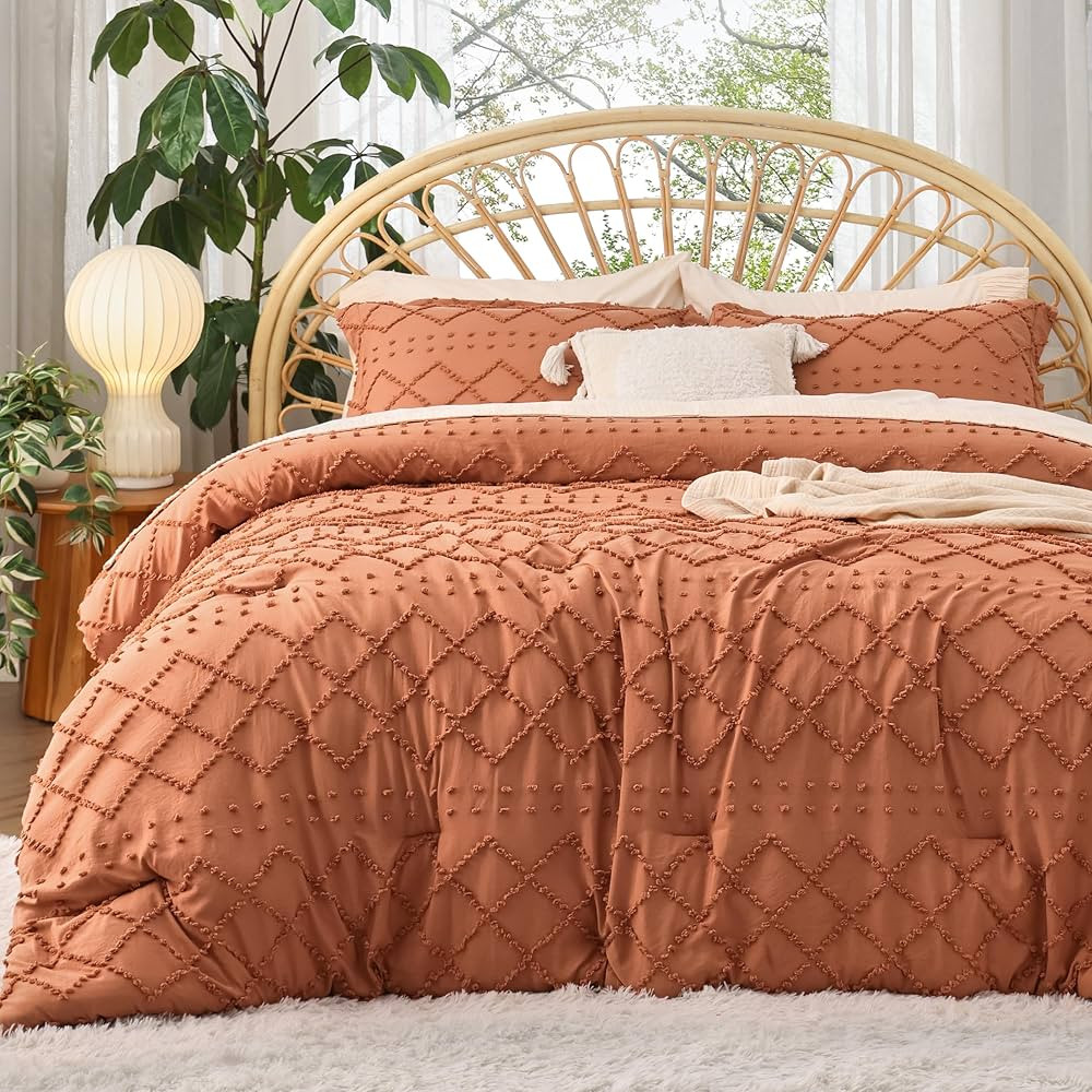 Bedsure King Size Comforter Set - Pumpkin Comforter, Boho Tufted Shabby Chic Bedding Comforter Se... | Amazon (US)