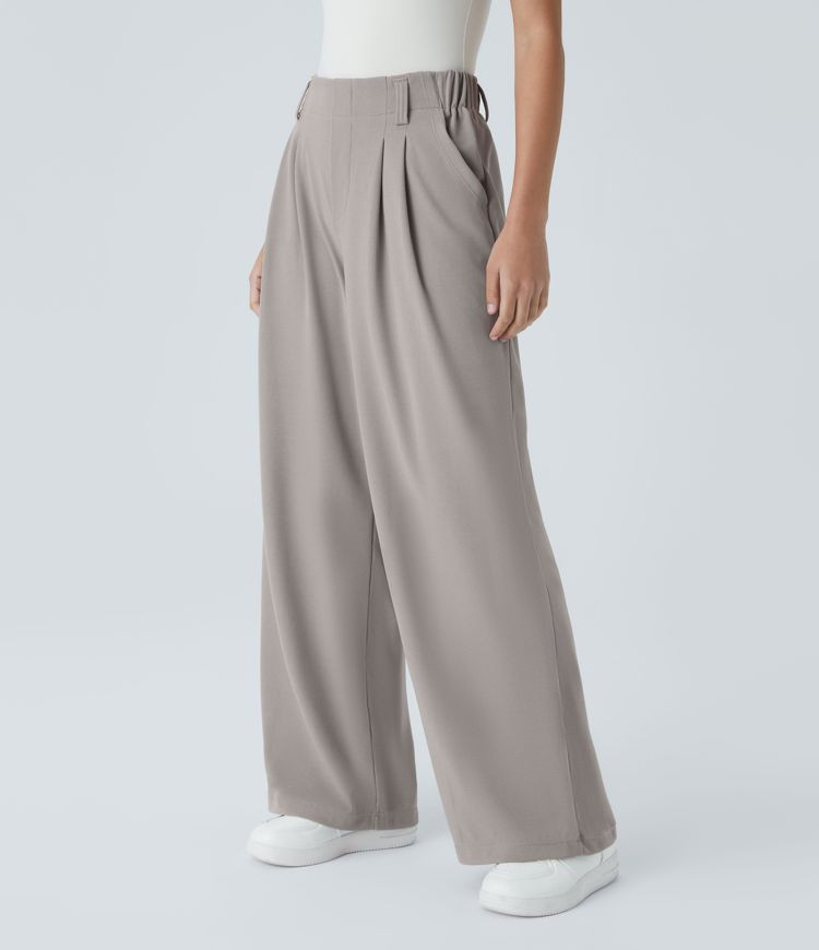 Women’s Halara Flex™ High Waisted Side Pocket Wide Leg Waffle Work Pants - Halara | Halara UK