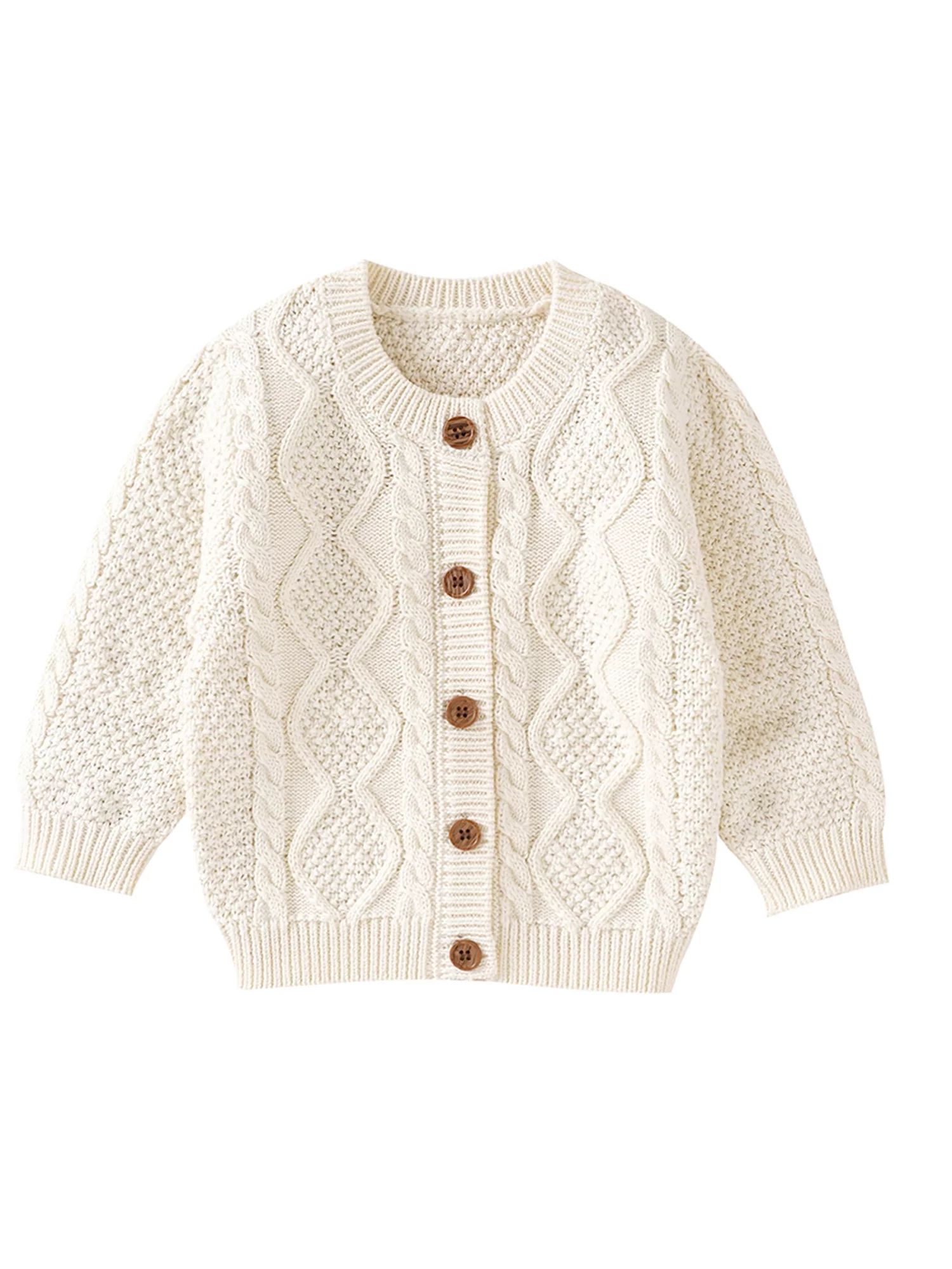 Bagilaanoe Newborn Baby Girl Boy Knit Cardigan Long Sleeves Sweater 3M 6M 9M 12M 18M Infant Butto... | Walmart (US)