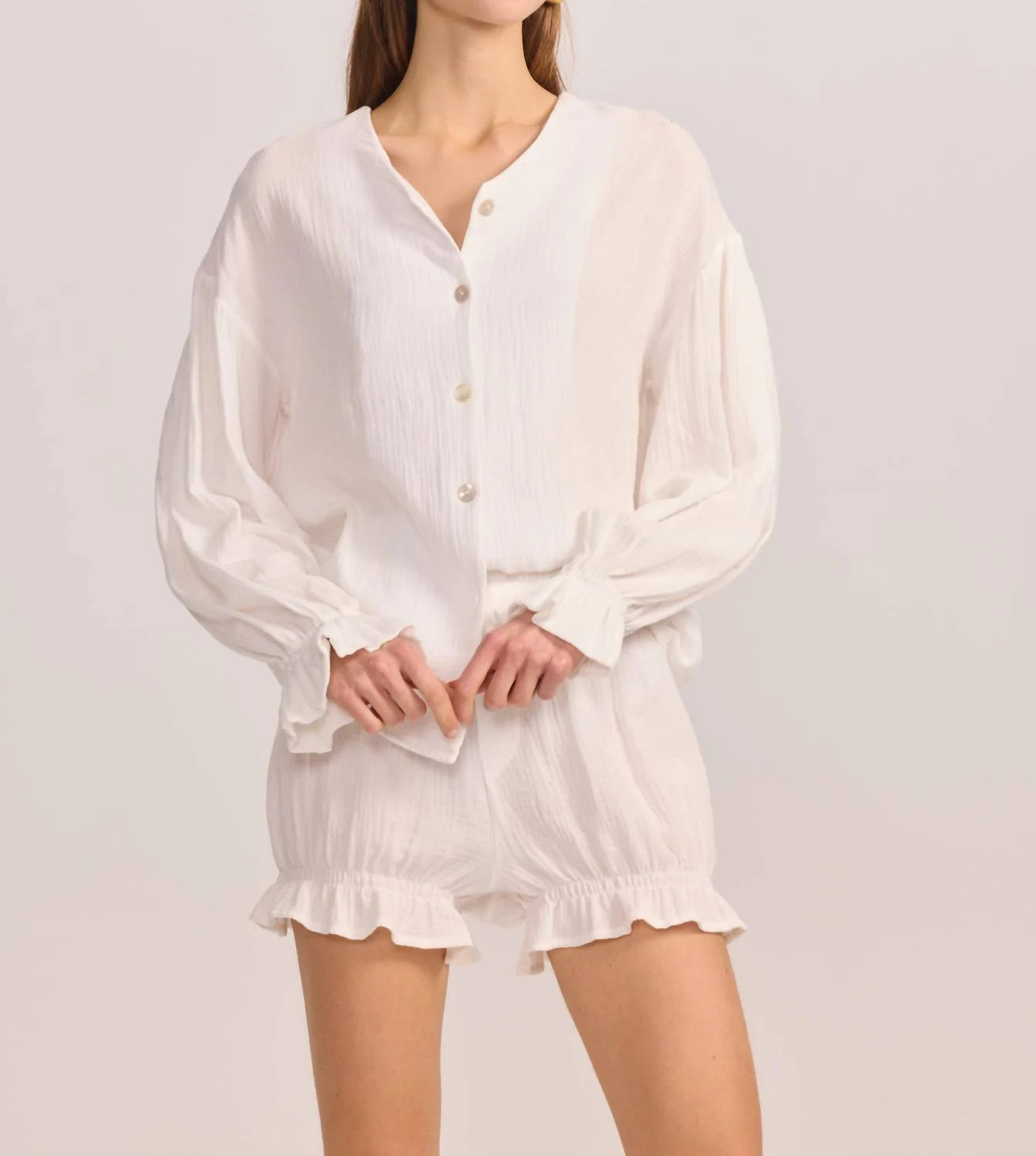 Cotton Gauze Button Down Shirt In White | Shop Simon