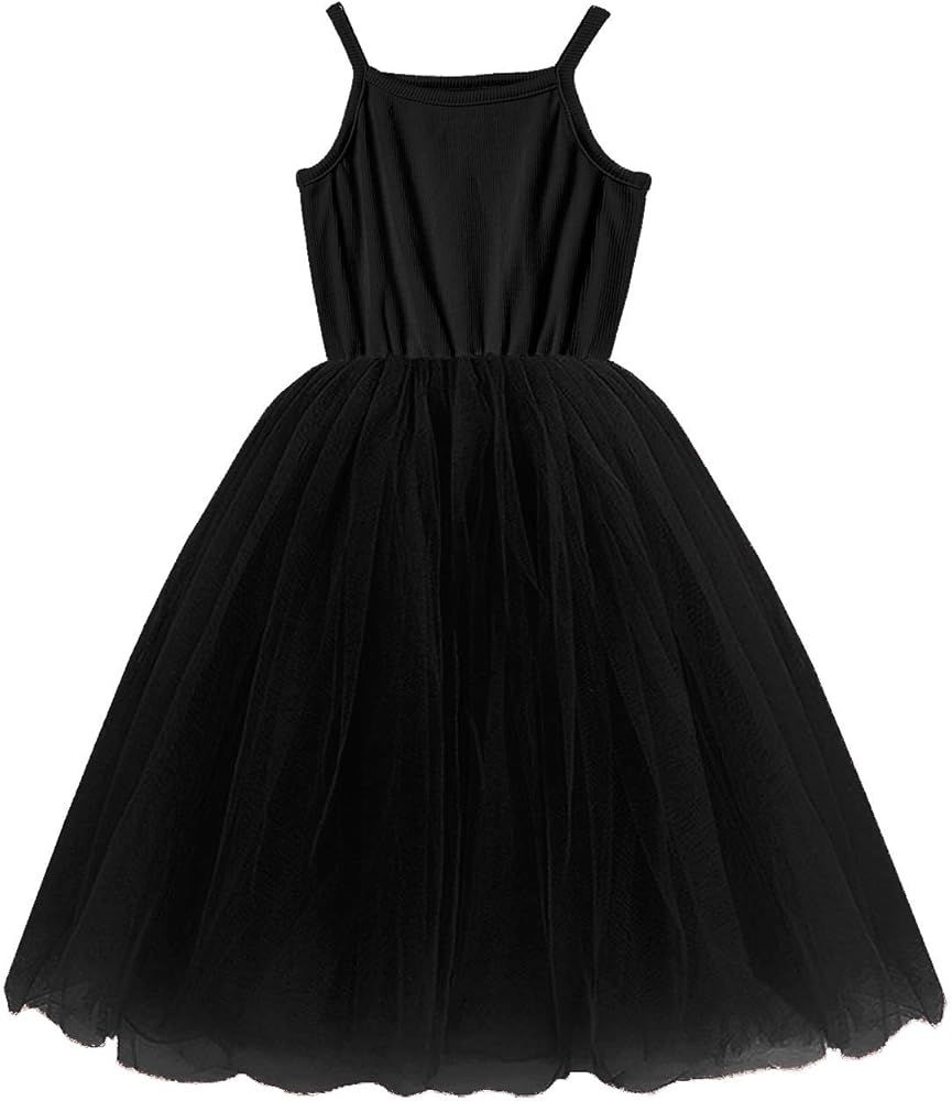 Amazon.com: GSVIBK Baby Girls Tutu Dress Toddler Sleeveless Sunderss Straps Tulle Dress Holiday T... | Amazon (US)