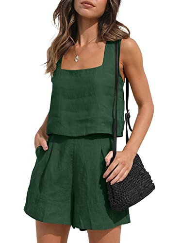 AUTOMET Womens Summer 2 Piece Outfits Vacation Casual Trendy Shorts Matching Sets Sleeveless Casu... | Amazon (US)