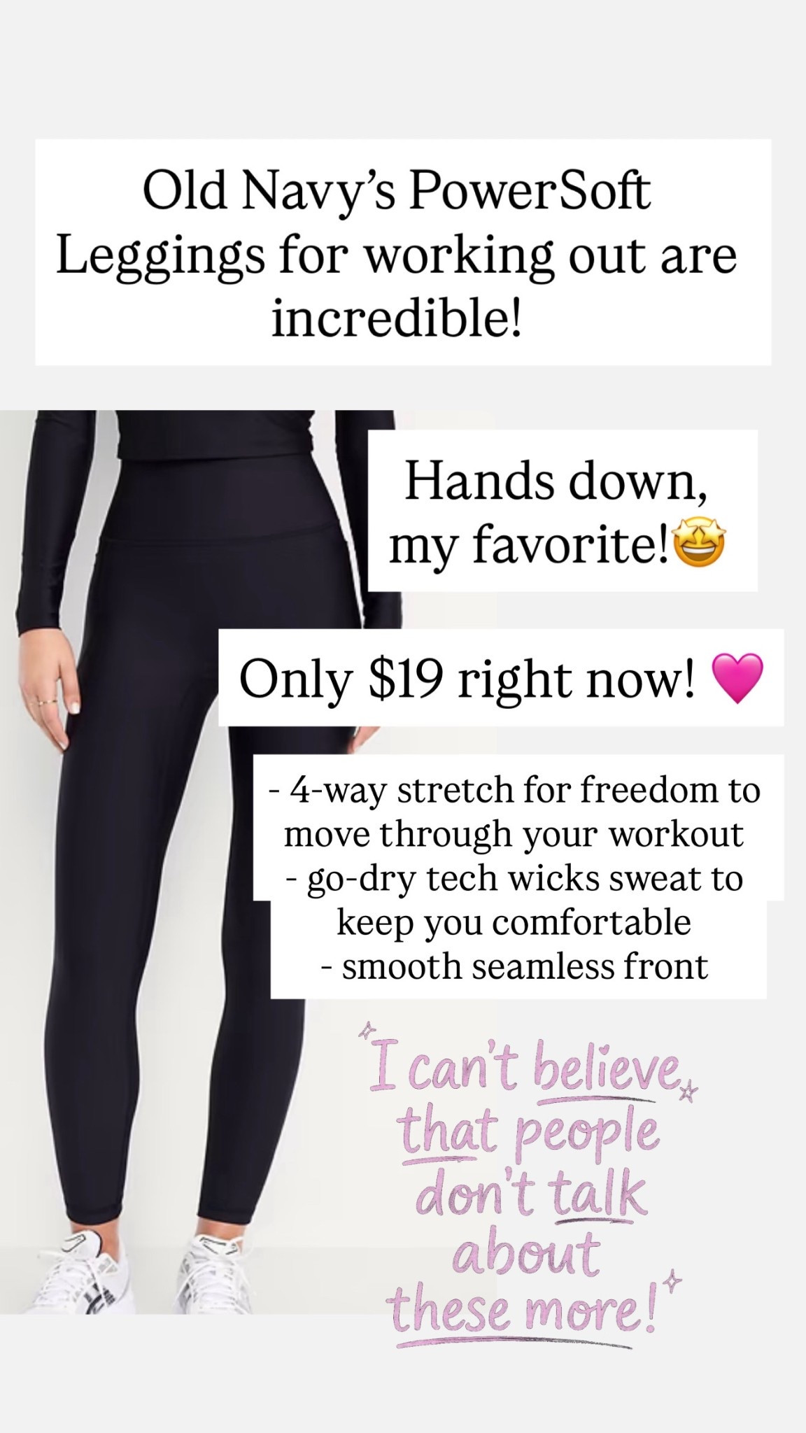 Old Navy power soft leggings are on sale right now! They’re only $19 down from $39. They are very true to size! These are my favorite workout leggings ever! They have the sweat wicking magic, they keep you comfortable and such great support.

#LTKSaleAlert #LTKActive