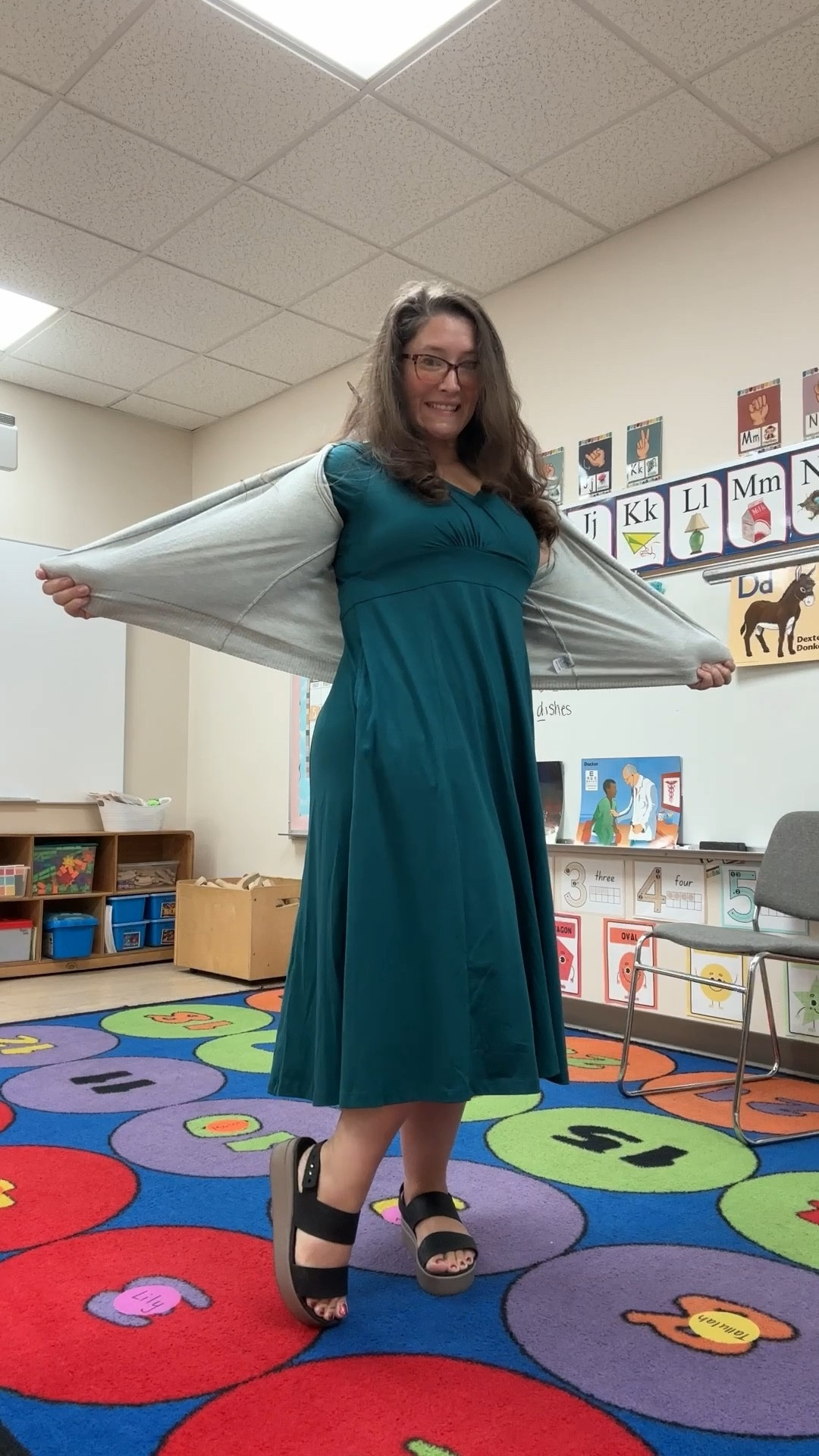 I got a lot of compliments on this dress today, but I don’t know. Wish the sleeves were longer and the waist tie a bit further down. Would have worn my tennis shoes, but my son got chili dog on them and would have worn my black cardigan but it was in the wash. #teacherlife #teacherstyle #teacherfashion

#LTKWorkwear #LTKSaleAlert #LTKMidsize