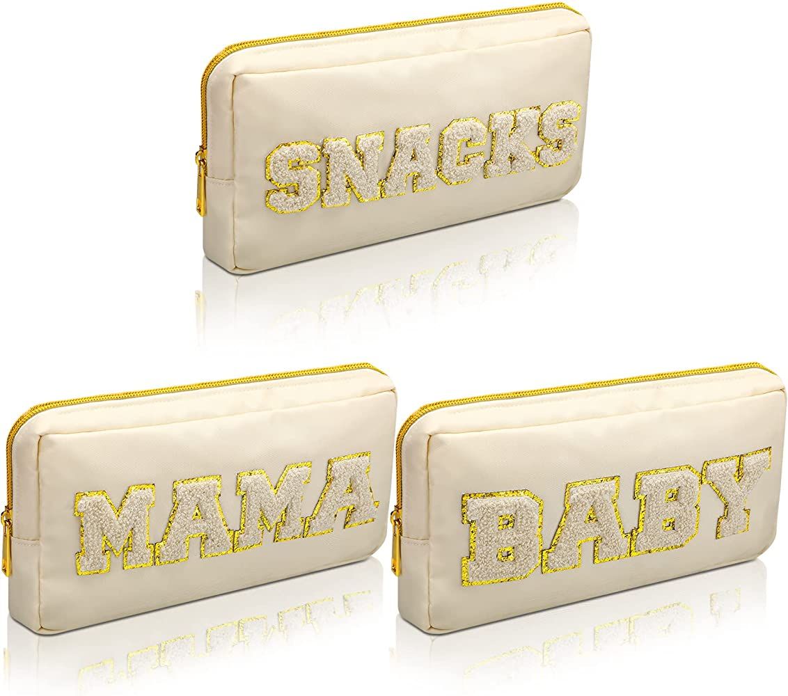 Amazon.com: 3 Pcs Preppy Pouch Small Nylon Makeup Bag Baby Zipper Travel Toiletry Bag for Women W... | Amazon (US)