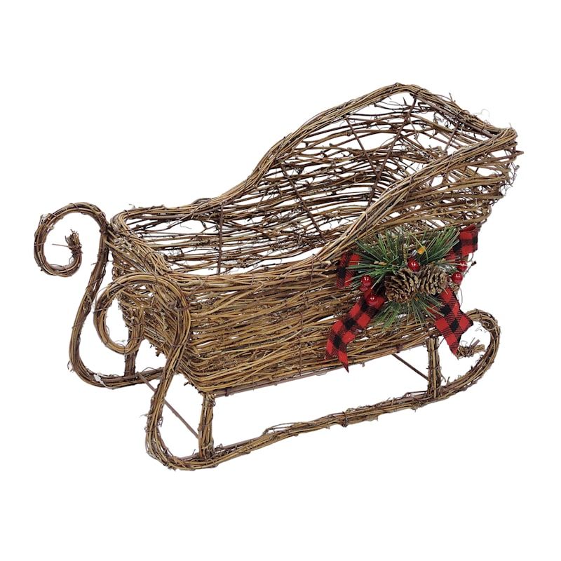 Natural Rattan Sleigh Basket, 15.75" | At Home