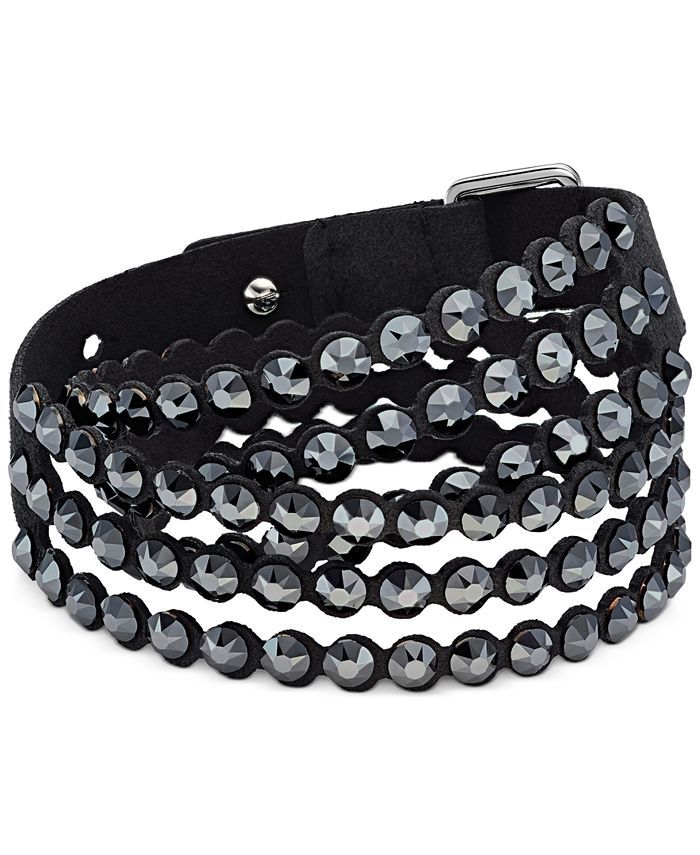 Swarovski Silver-Tone Crystal & Fabric Wrap Bracelet & Reviews - Bracelets - Jewelry & Watches - ... | Macys (US)