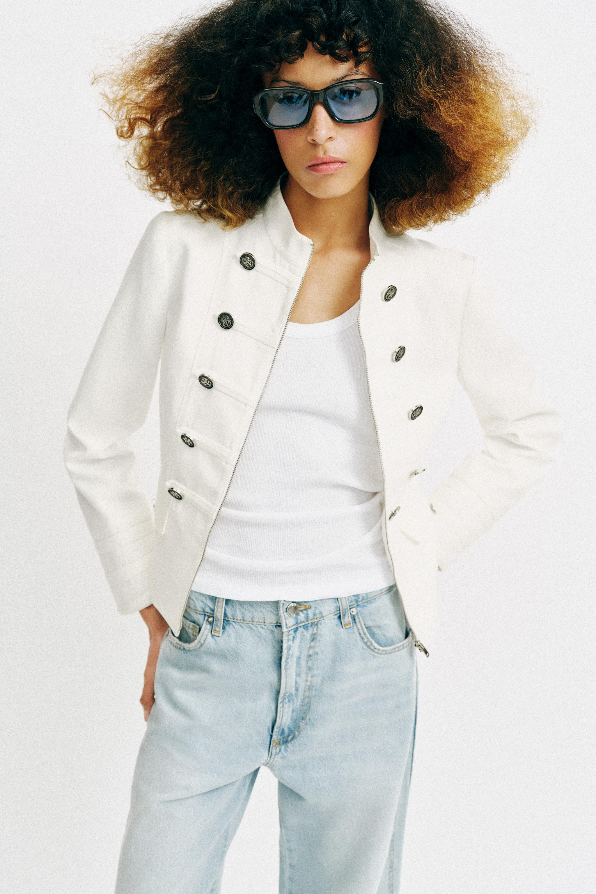 BUTTONED HIGH NECK BLAZER | Zara US