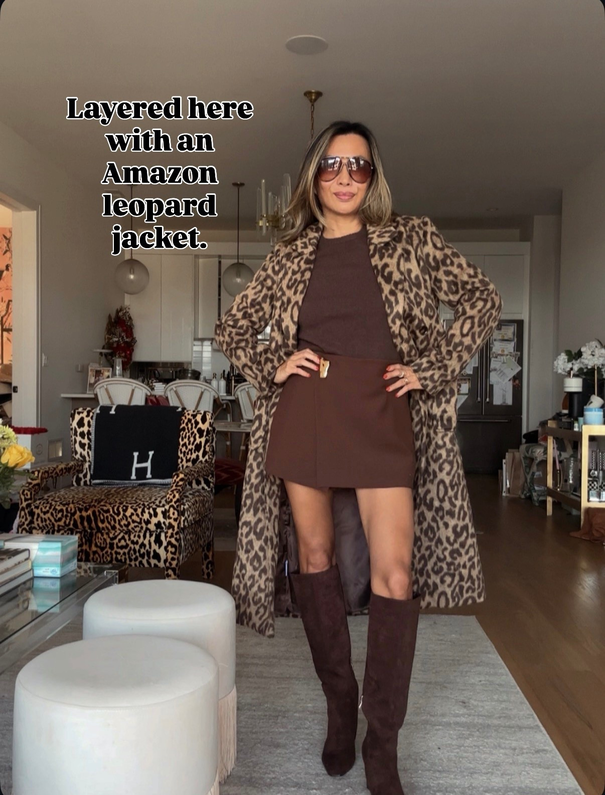 Zara brown wool sweater, brown skort, Amazon leopard jacket and boots. Size small in all 

#LTKHoliday #LTKFindsUnder100