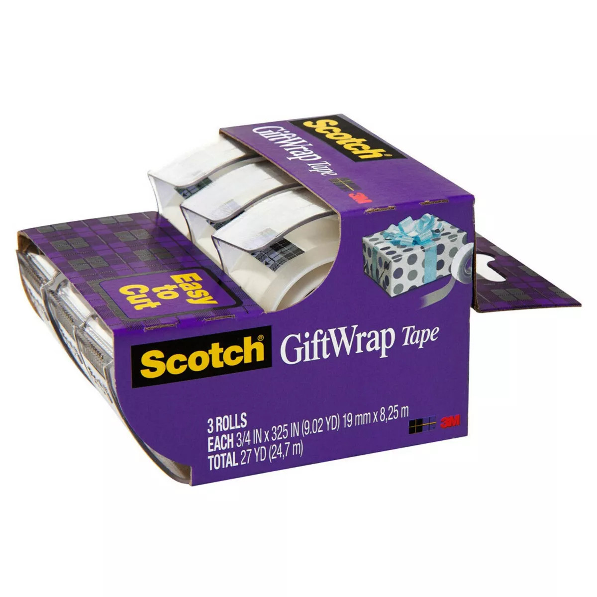 Scotch Gift Wrap Tape, Gift Wrapping Supplies, 0.75 in. x 350 in., 3 Tape Rolls With Dispensers | Target