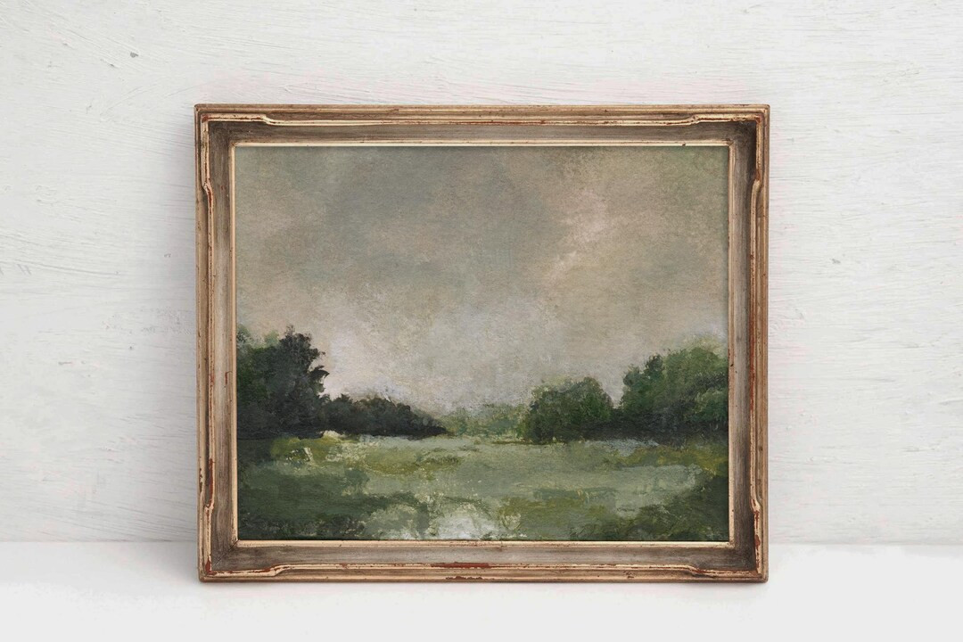 Moody Landscape Art Print of English Countryside Lime Cream Antique French Cottage Decor Rustic F... | Etsy (US)