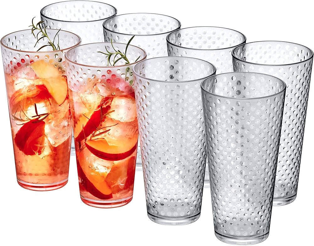 Amazing Abby - Polka Dot - 24-Ounce Plastic Tumblers (Set of 8), Plastic Drinking Glasses, All-Cl... | Amazon (US)