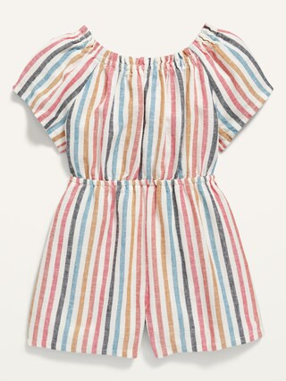 Striped Keyhole-Back Linen-Blend Romper for Toddler Girls | Old Navy (US)