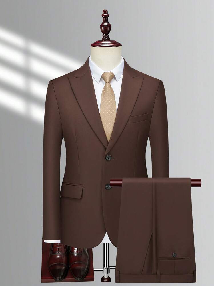 Manfinity Mode Men 1pc Peak Collar Blazer & 1pc Suit Pants | SHEIN