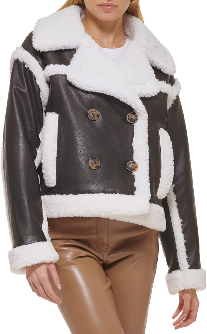 Levi's Women's Sherpa Lined Cropped Moto Jacket | Amazon (US)