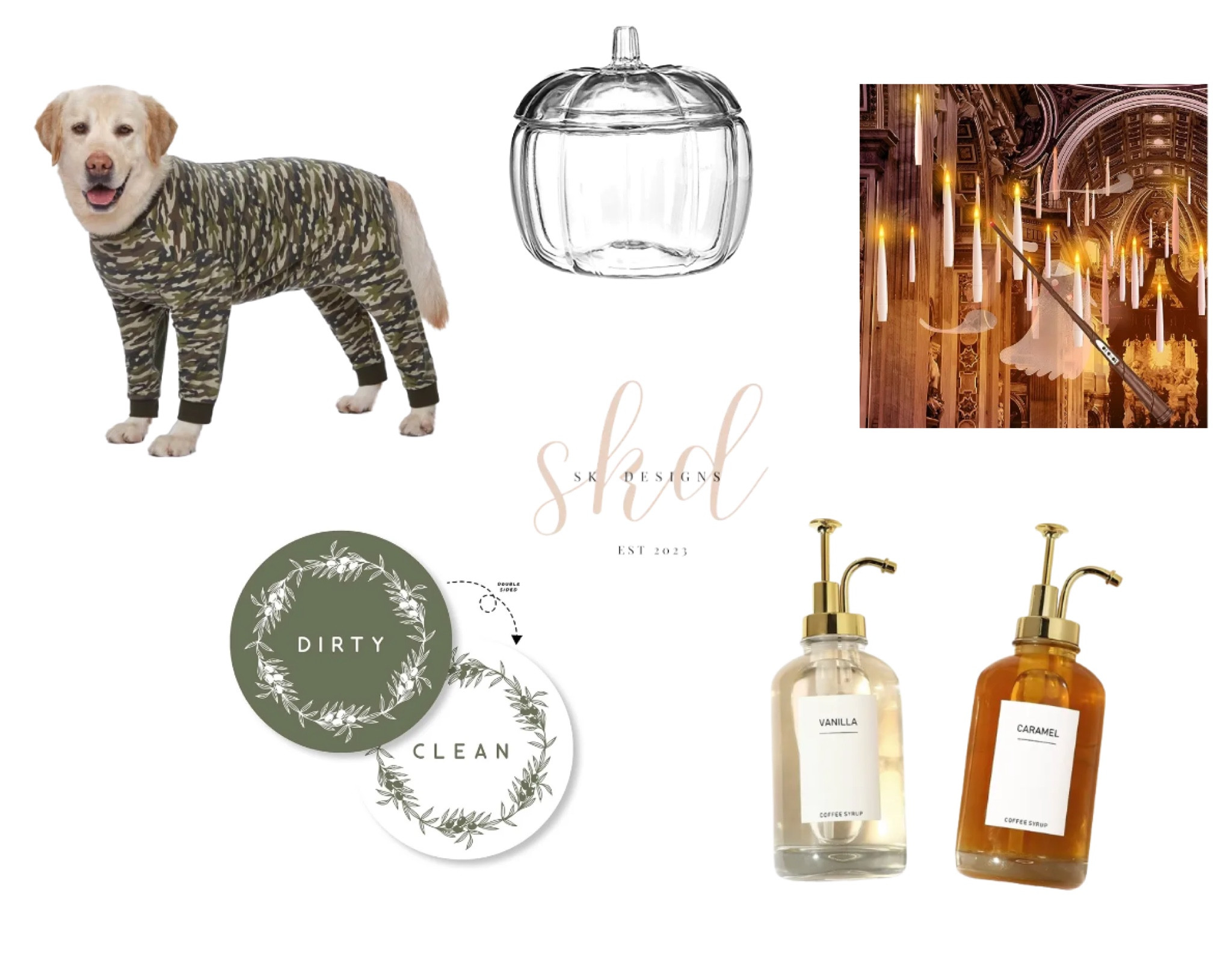 Recent fall / random Amazon purchases 🎃 

Pumpkin dish, coffee syrup pump, Harry Potter candles, dishwasher magnet, dog pajamas

#LTKhome #LTKSeasonal #LTKfindsunder50