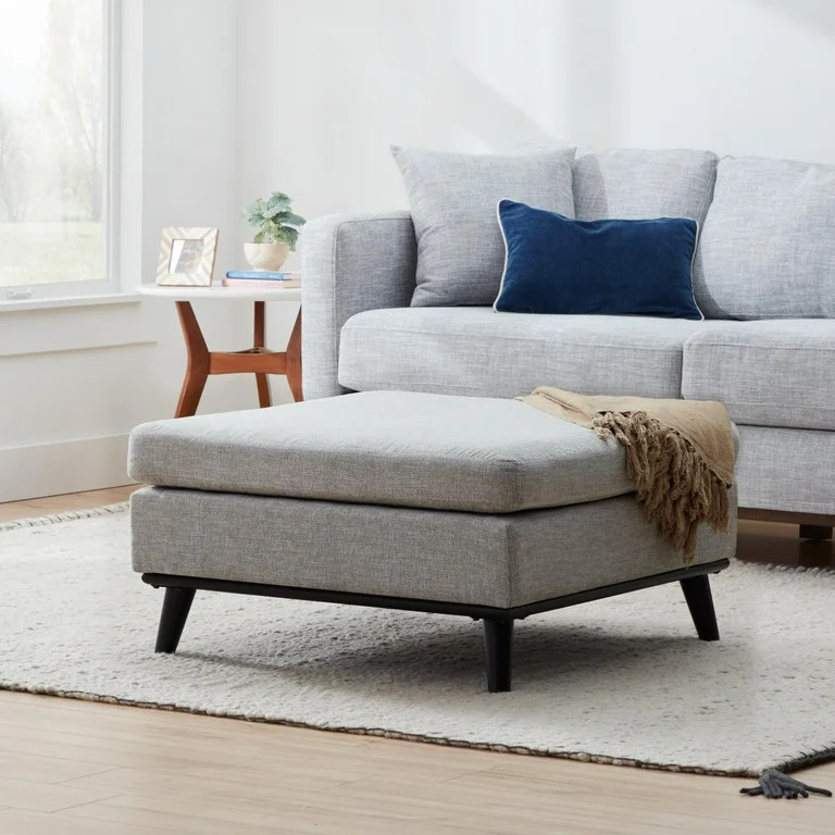 Gap Home Mid-Century Upholstered Square Ottoman, Light Gray | Walmart (US)