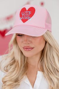 Love You More Patch Light Pink Trucker Hat | Pink Lily