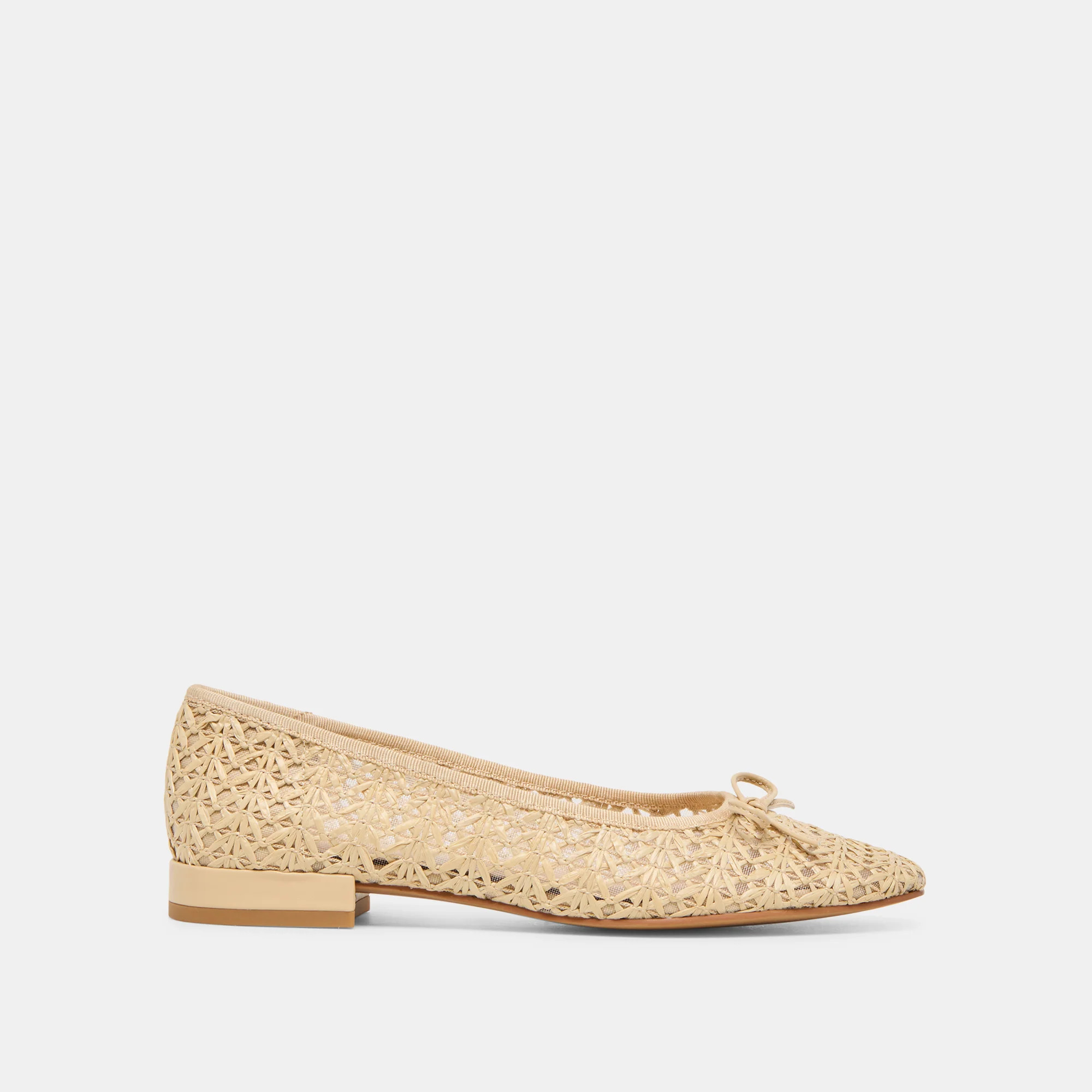 Ulicia Ballet Flats Lt Natural Cross Hatch Raffia | DolceVita.com