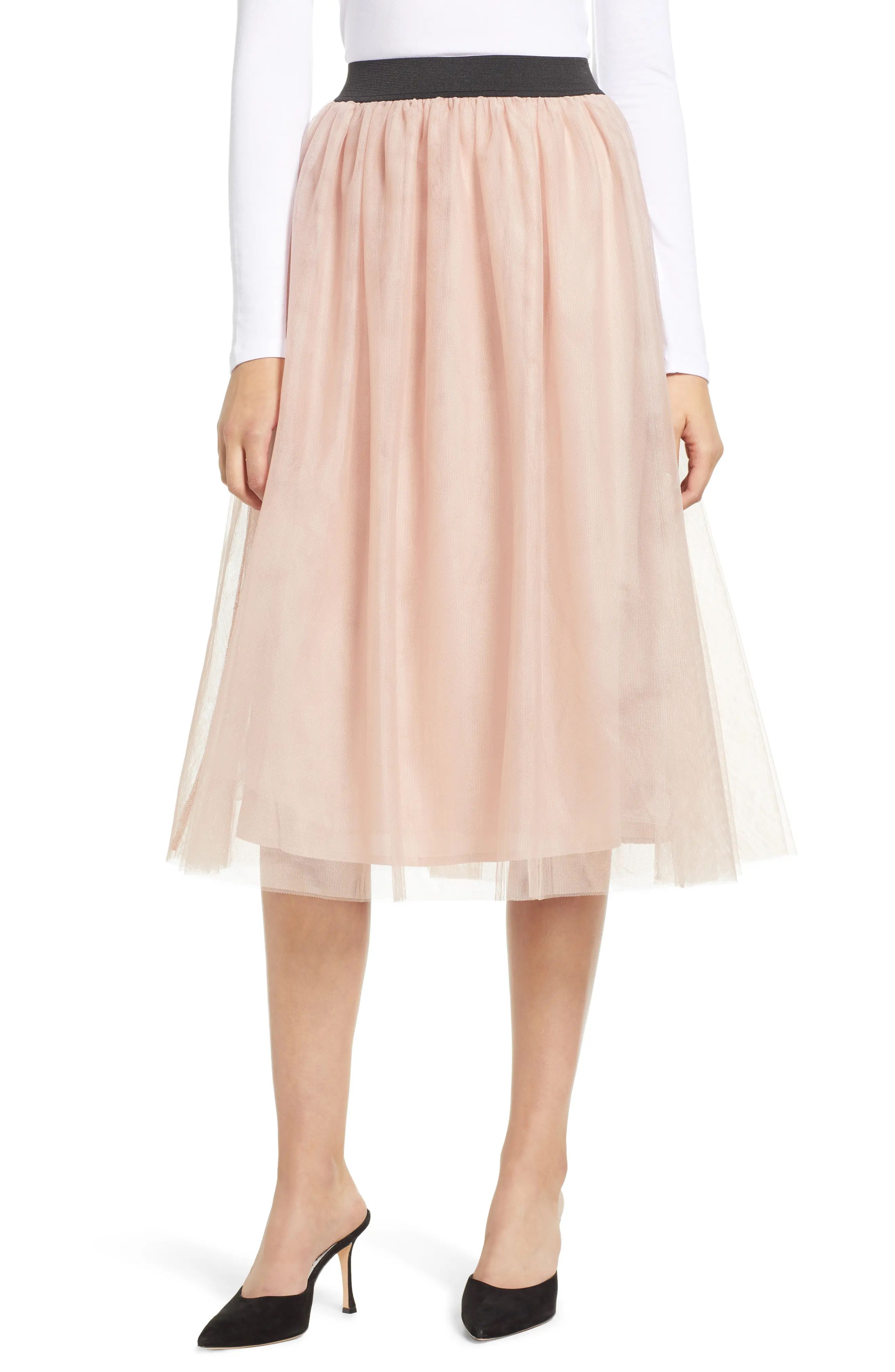 Halogen® Tulle Midi Skirt (Regular & Petite) | Nordstrom