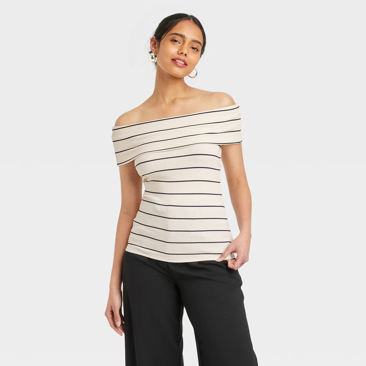 Women's Slim Fit Short Sleeve Off the Shoulder Top - A New Day™ | Target