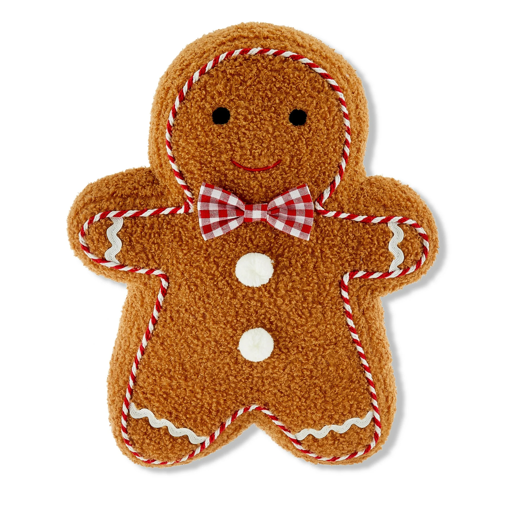 Brown & White Gingerbread Man Decorative Christmas Pillow, 13 in, by Holiday Time - Walmart.com | Walmart (US)