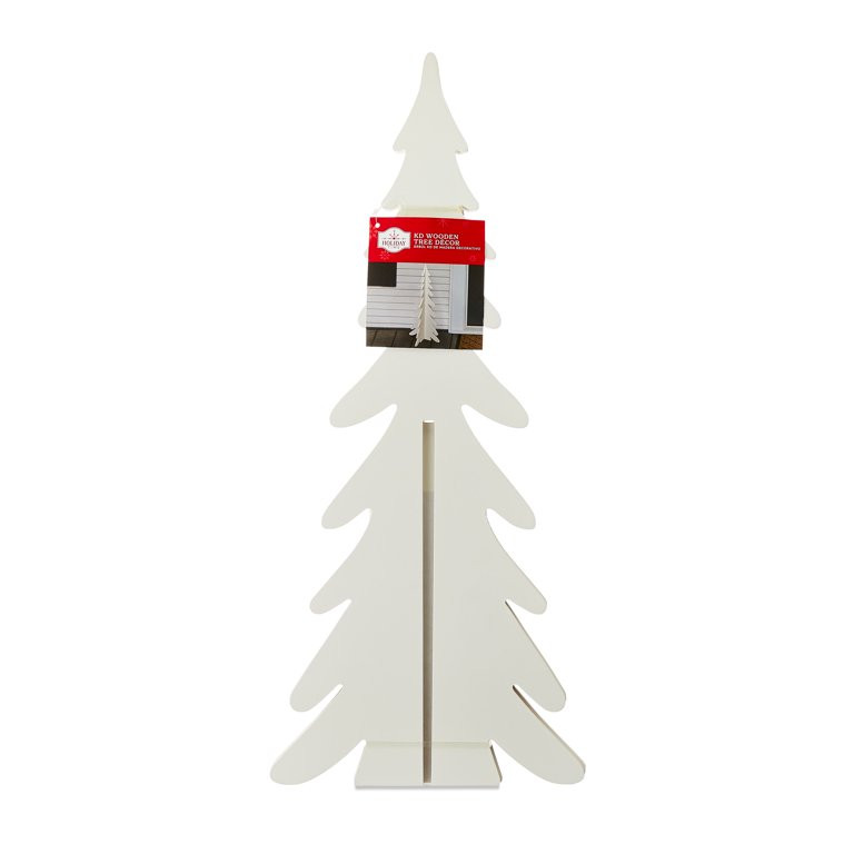 White Wooden Christmas Tree Tabletop Decoration, 22", by Holiday Time - Walmart.com | Walmart (US)