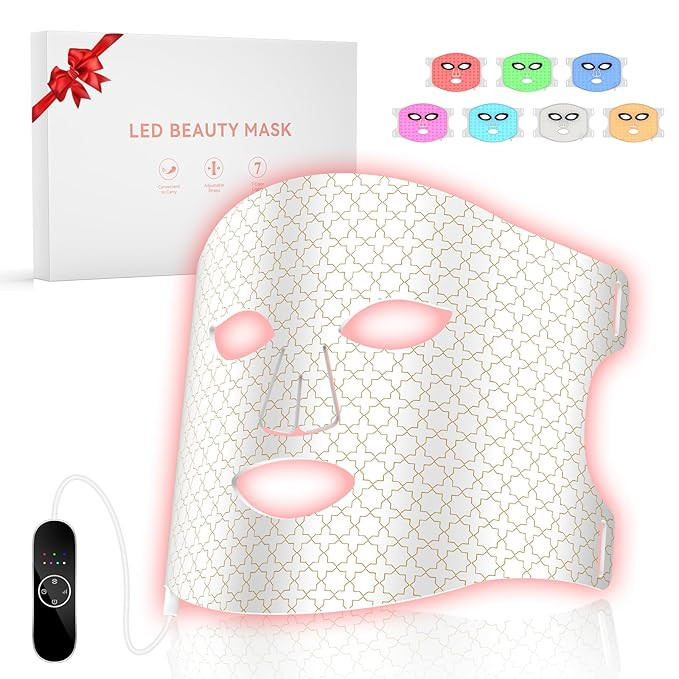 Red Light Therapy For Face, 7 Modes Portable Therapy Mask With 3000mah Rechargeable Remote, Blue,... | Amazon (US)