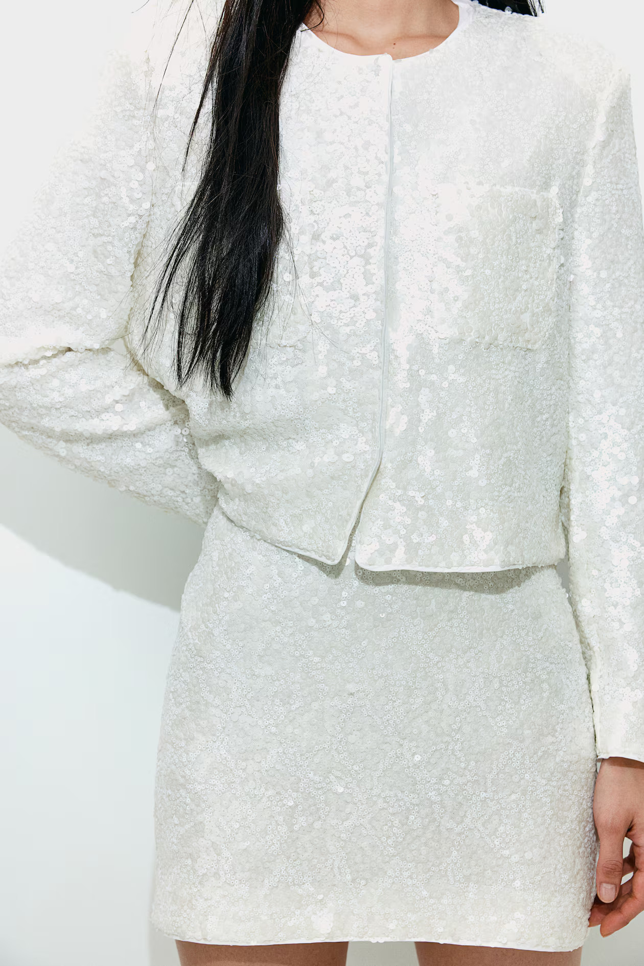 Sequined Mini Skirt - White - Ladies | H&M US | H&M (US + CA)