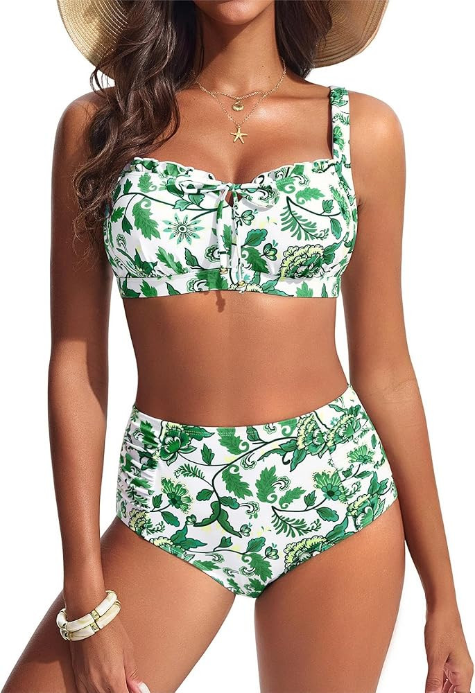 Hanna Nikole Modest Swimsuits for Women 2026, High Waisted Bikini Sets Tummy Control, Tie Cut-Out... | Amazon (US)