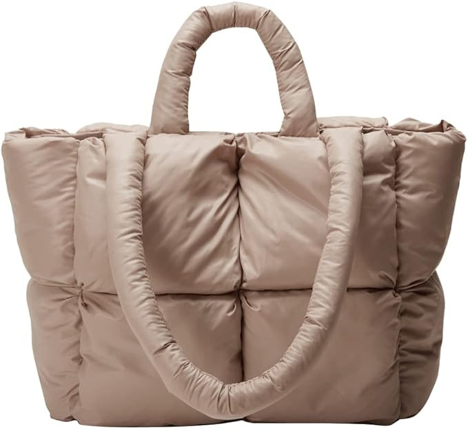 Puffer Tote Bag for Women Quilted Puffy Handbag Light Winter Down Cotton Padded Shoulder Bag Down... | Amazon (US)