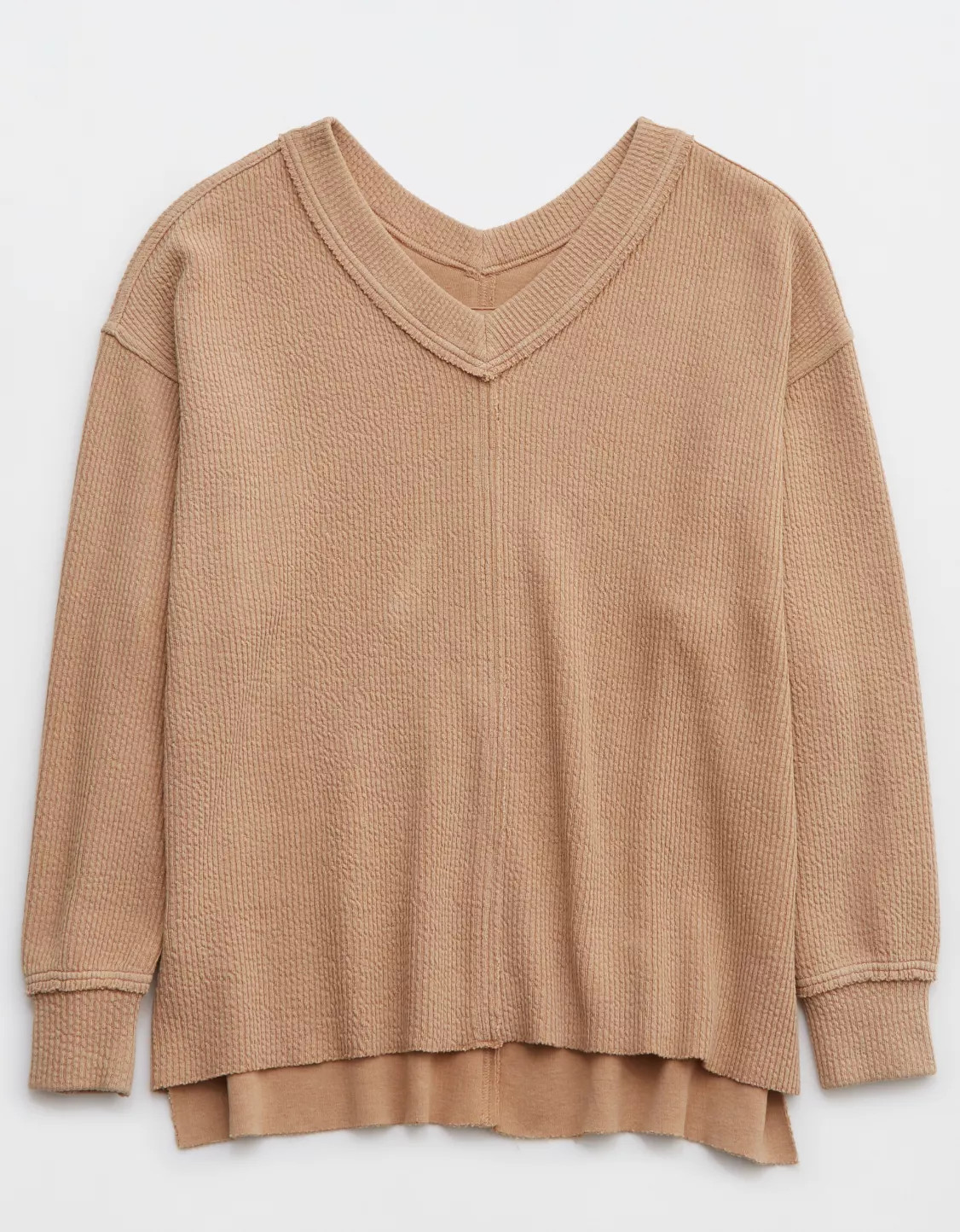 Aerie Wonder Textured V-Neck Sweatshirt | Aerie