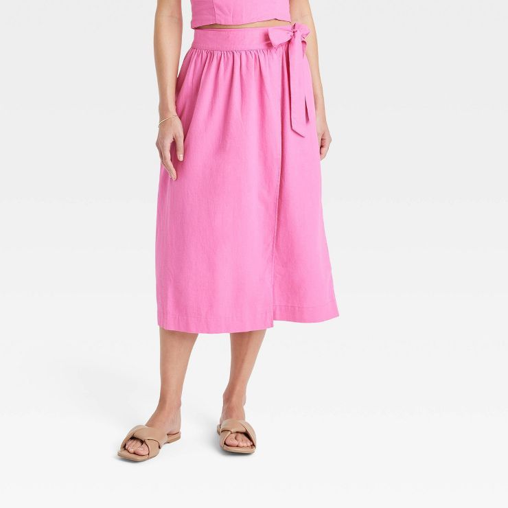 Women's Linen Wrap A-Line Skirt - A New Day™ | Target