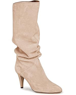 Coutgo Womens Slouchy Knee High Boots Wide Calf Kitten Heel Pointed Toe Pull On Long Boots Winter... | Amazon (US)