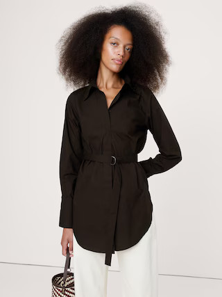 Cotton Poplin Belted Tunic Shirt | Banana Republic (US)