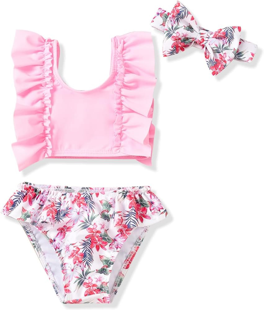 Aalizzwell Infant Baby Girl Bikini Swimsuit with Headband | Amazon (US)
