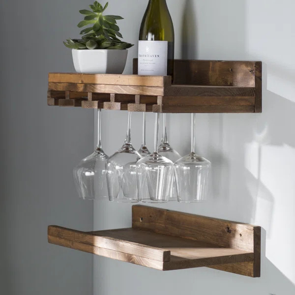 Bernon Solid Wood Wall Mounted Wine Glass Rack | Wayfair North America
