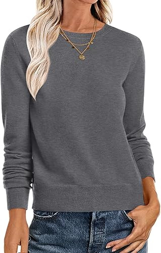 ANRABESS Women's Long Sleeve Crewneck Classic 2024 Fall Soft Basic Pullover Sweaters Top | Amazon (US)