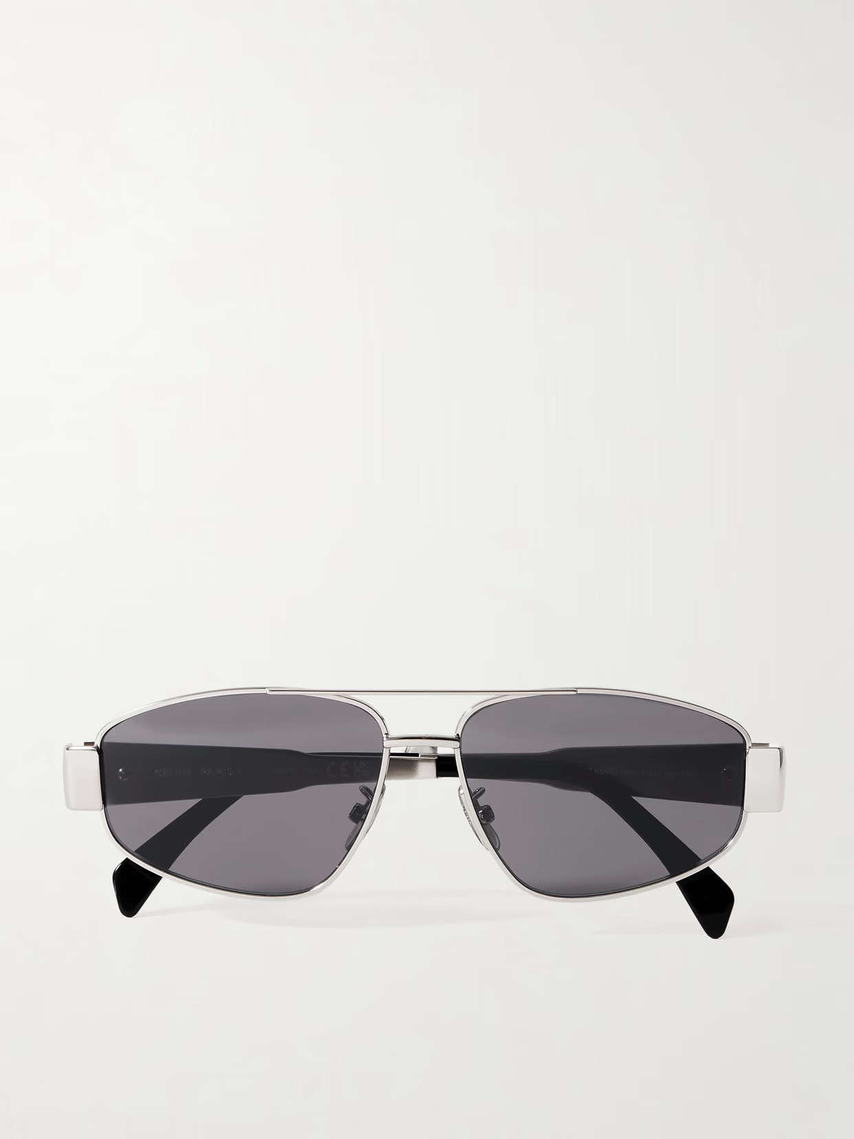 CELINE Eyewear - Triomphe Aviator-style Silver-tone And Acetate Sunglasses - One size | NET-A-PORTER (US)