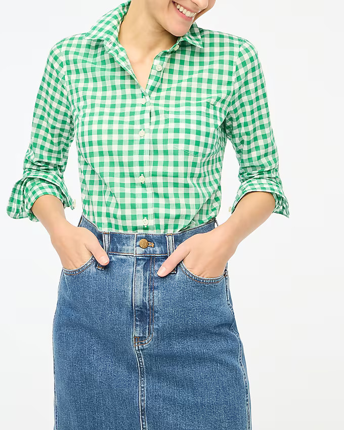Gingham lightweight cotton shirt in signature fit | J.Crew Factory