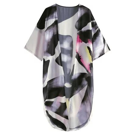Ladies Oversized Fall Women Print Chiffon Beach Kimono Long Cardigan Blouse Shawl Loose Tops Outwear | Walmart (US)