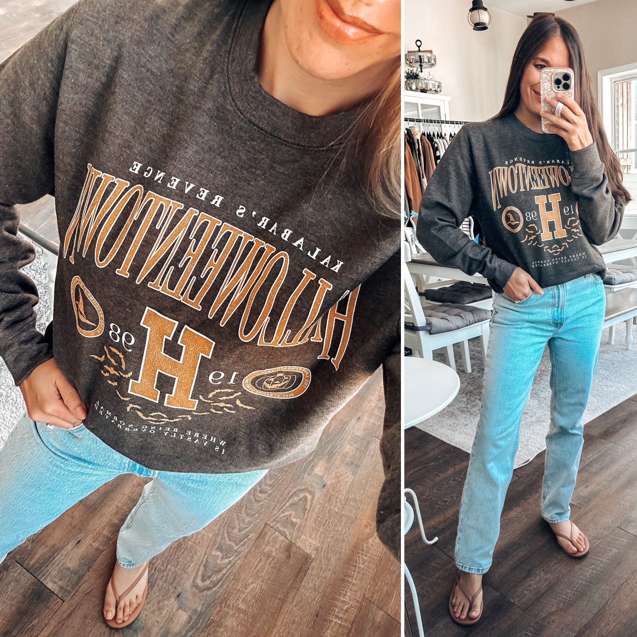 Halloween sweatshirts! Halloween town! So soft! Wearing small. Use code: CHRISTA20 for 20% off 
Jeans tts short 

#LTKSaleAlert #LTKStyleTip #LTKFindsUnder50