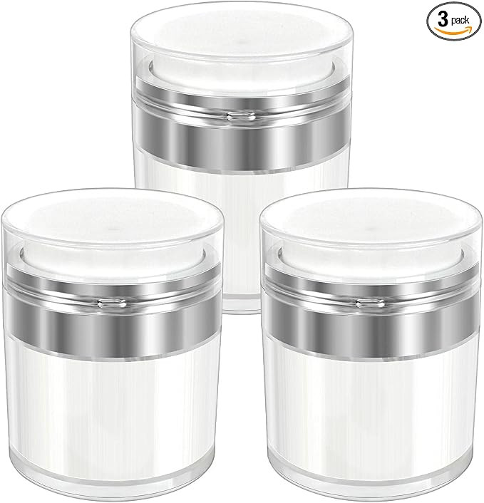 Jubaopen 3PCS Vacuum Press Pump Bottle Travel Pump Dispenser Empty Cosmetic Jars Acrylic Cream Co... | Amazon (UK)